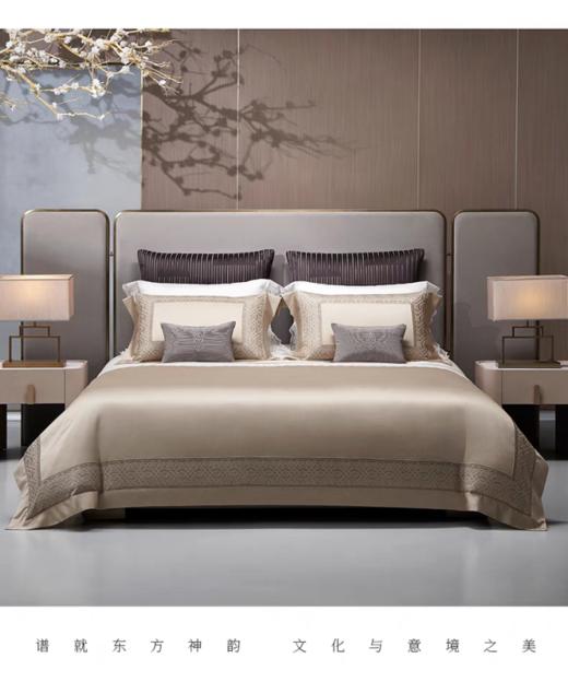 whinny/惠谊   新中式现代中式 100S双股全棉色织提花四件套好运连连 商品图0