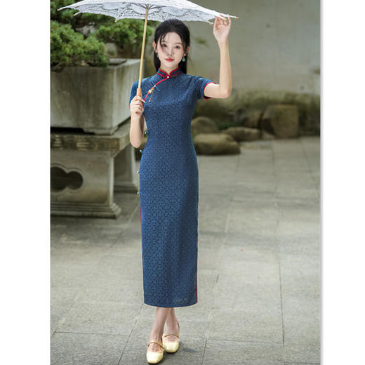 GX苏杭复古中式长款短袖旗袍2025春夏新款改良国风宴会旗袍 商品图0