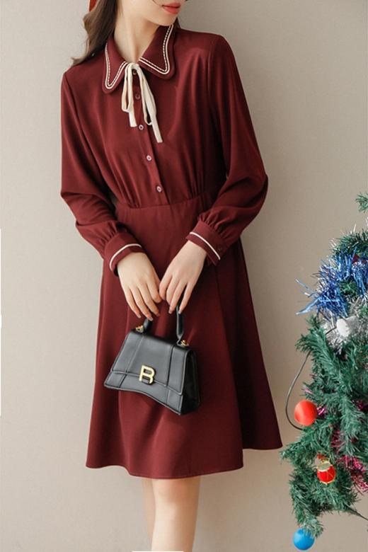 amadella 复古娃娃领蝴蝶结翻领连衣裙 17673 商品图2