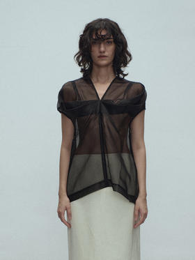 VC｜SS25012BL Kaz silk structured top [上衣  黑真丝 ]