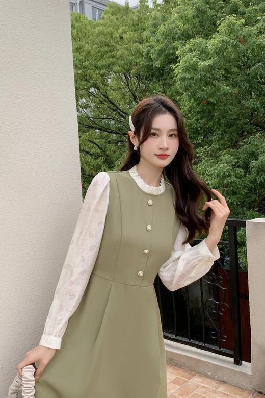 L.Fleuri 法式茶歇拼色连衣裙 17681 商品图1