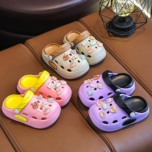 立减30【清凉童趣的洞洞鞋~】EVA夏季新款 可爱卡通男童女童洞洞鞋 防滑耐磨透气居家 水晶洞洞鞋-QQ#异业福利 商品图1