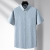 【DM】大依优型大码竖条纹短袖衬衫加肥加大棉质半袖衬衣男夏季薄款胖子休闲宽松上衣 商品缩略图0
