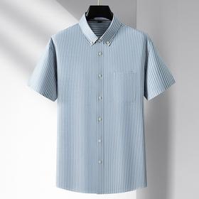 【DM】大依优型大码竖条纹短袖衬衫加肥加大棉质半袖衬衣男夏季薄款胖子休闲宽松上衣
