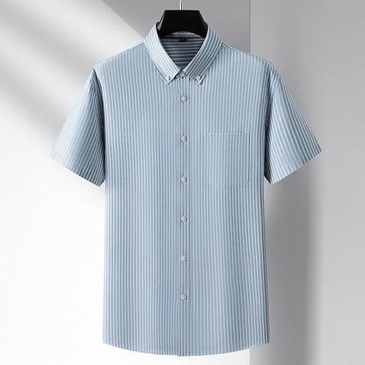 【DM】大依优型大码竖条纹短袖衬衫加肥加大棉质半袖衬衣男夏季薄款胖子休闲宽松上衣 商品图0