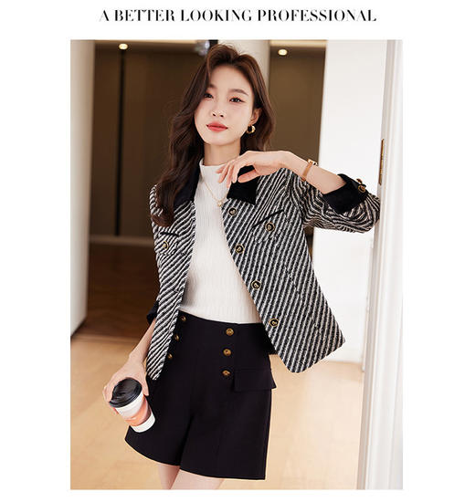 雀说新款爆款小香风条纹外套时尚洋气AL5-821 商品图1