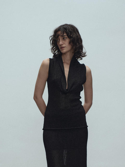 VC｜SS25038 Amani draped knit top  [无袖上衣 黑 / 米白 ] 商品图3