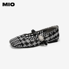 MIO米奥玛丽珍鞋编织镂空质感平底法式单鞋女渔夫鞋M251401681