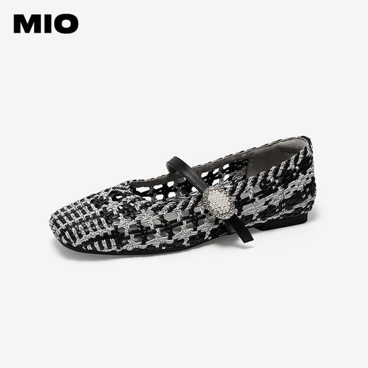 MIO米奥玛丽珍鞋编织镂空质感平底法式单鞋女渔夫鞋M251401681 商品图0