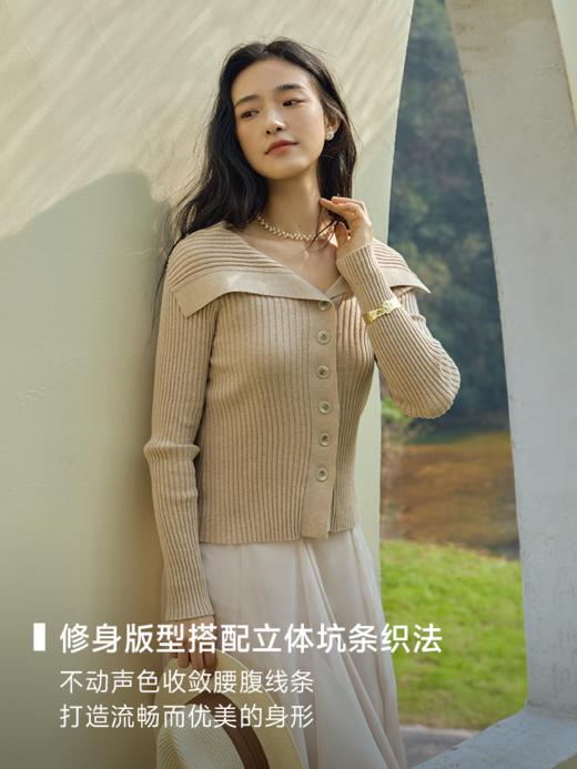 柔春佳人 丝棉混纺翻领开衫FCF1WSC043 商品图1