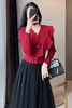amadella 红色V领不对称设计针织开衫外套 17503 商品缩略图0