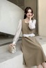 L.Fleuri 拼接式温柔卡其连衣裙 17691 商品缩略图0