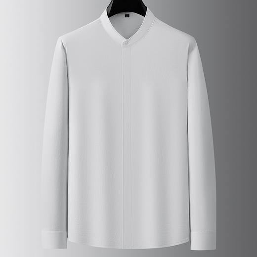 【牛津麻料】【DDA】大依优型大码长袖衬衫休闲立领棉质衬衣服男士加肥加大码简约胖子春款 商品图5