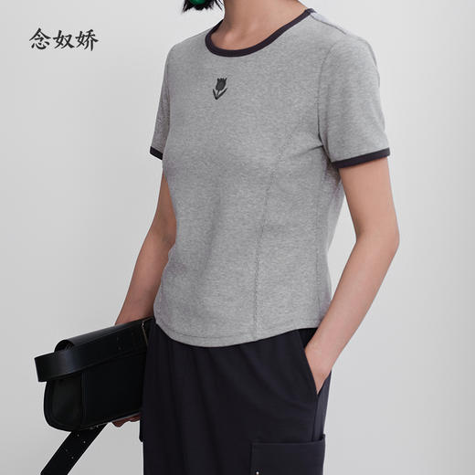 【商场同款】CNA5396 “简约T恤” 舒适好穿 好搭配基础撞色灰色T恤 商品图6