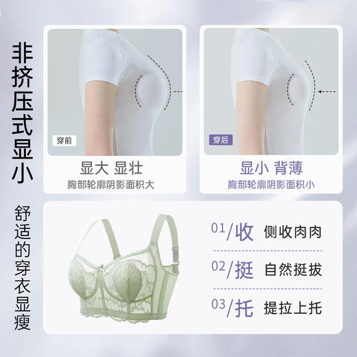 【298选3】D2-【B-E杯】【大胸显小 7A抑菌】轻薄透气蕾丝内衣女收副乳调整型薄款文胸  花藤月影 商品图1