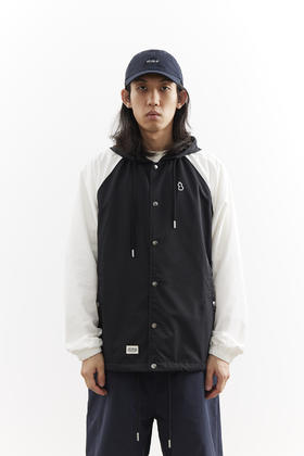 吃茶去chichaqu25宽松拼色带帽插肩教练夹克休闲街头户外运动百搭