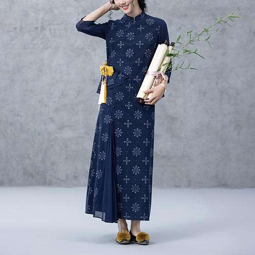 【林栖设计小店】【现货】府绸蓝印花布套装传统新中式2025夏季新品衬衣半身裙女1952079 商品图7