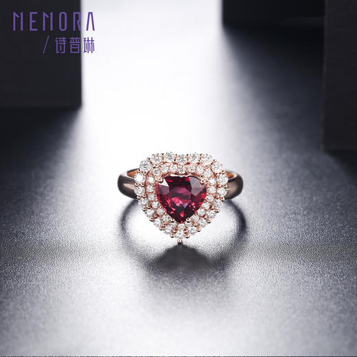 时光宠耀红宝石吊坠 18k金钻石围镶爱心红宝挂坠MEMORA诗普琳RP205801 商品图4