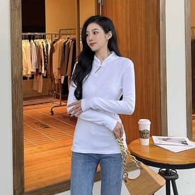 顺丰包邮洛诗琳34501春季新款改良新中式盘扣国风修身T恤1273