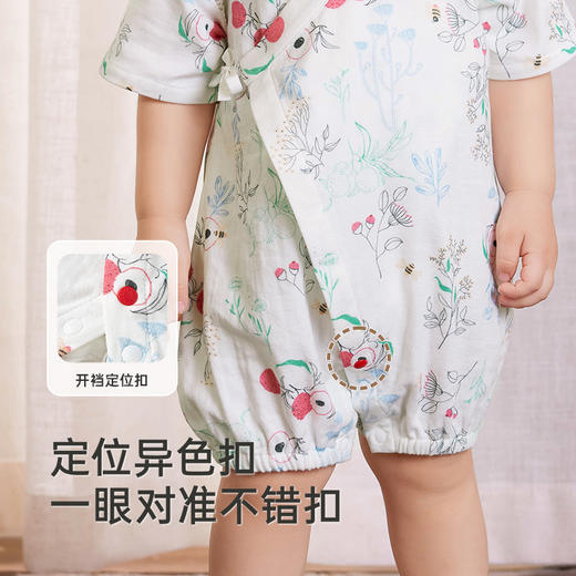 英氏婴儿衣服夏季竹纤维透气短袖男童女童连体衣包屁衣2025新款 商品图3