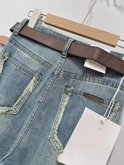 7.31秒杀→送腰带【牛仔系】春-D后口袋毛边设计弹力男友裤56065-喜出 商品图4