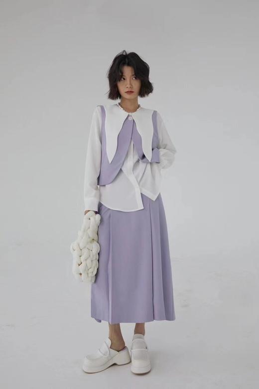 ANSUABEL 紫色单粒扣马甲半裙套装 15844 商品图0