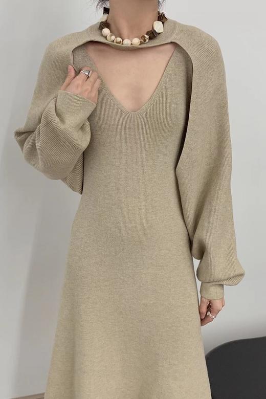 L.Fleuri 浅卡其色针织背心连衣裙套装 17743 商品图3