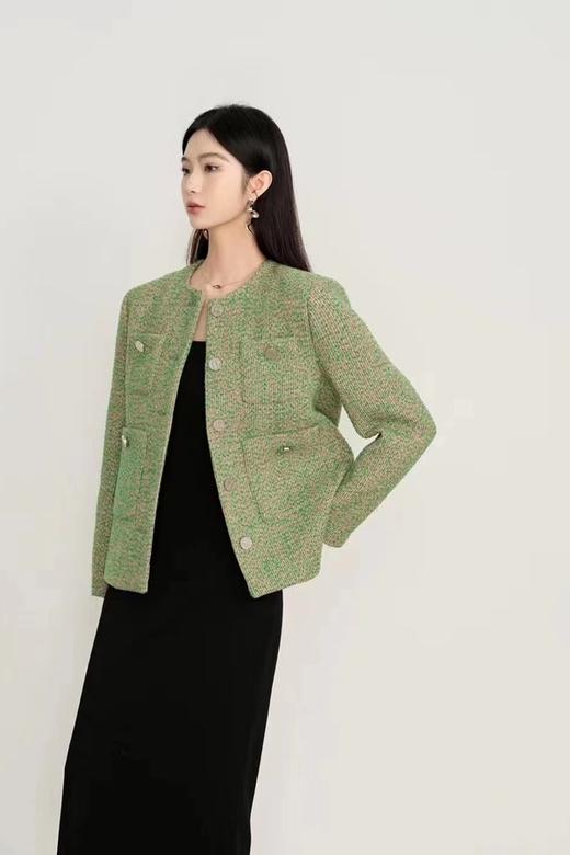 Le Malene 绿色精致圆领口袋纽扣外套 17722 商品图4