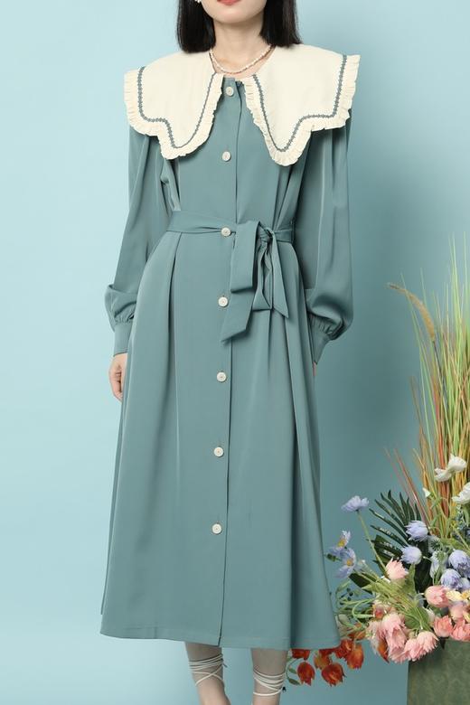 L.Fleuri 可爱大翻领收腰系带连衣裙 15847 商品图3