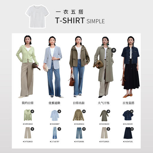 【商场同款】CNE5289 “简约白T” 柔和的本白色调，基本款白T 商品图11