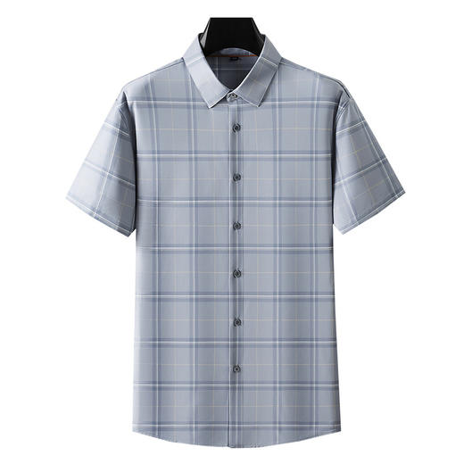 【无痕高弹】【DM】大依优型大码无痕高弹力格子短袖衬衫半袖衬衣男加肥特大码夏季薄款肥佬免烫上衣胖子 商品图4