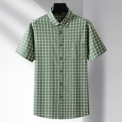 【DM】大依优型大码短袖衬衫棉格子半袖衬衣男士加肥特大码夏季半袖胖子300斤 商品图1