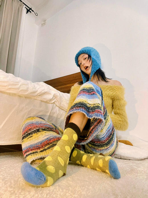 【3双一组】官网49/59一双！时髦精必入AlmondRocks反毛圈波点条纹长筒袜/千鸟格巴黎风微压瘦腿小腿袜 春夏穿搭灵魂 女袜配饰 商品图0