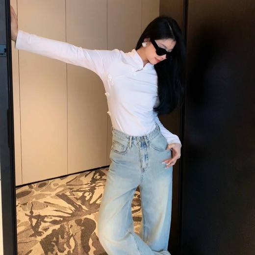 顺丰包邮洛诗琳34501春季新款改良新中式盘扣国风修身T恤1273 商品图4