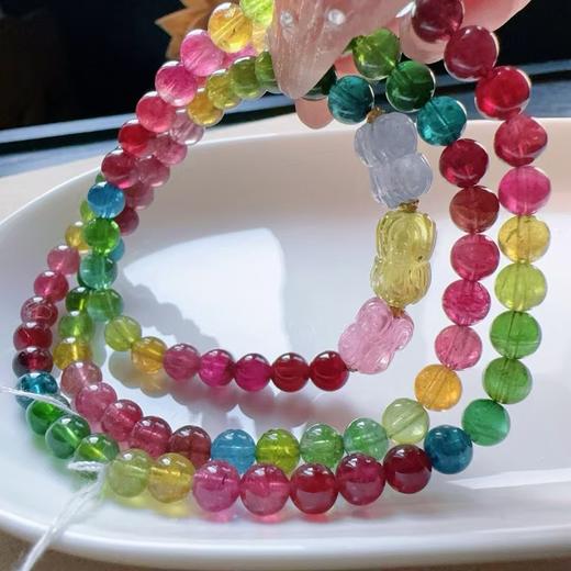5mm-6mm多圈彩虹莲花珠碧玺手链 商品图1