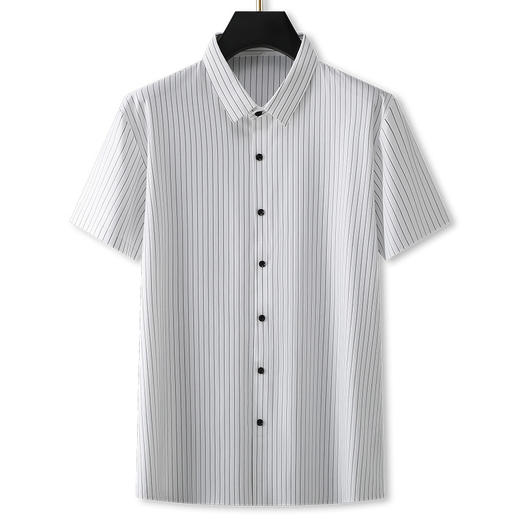 【封口款】【DG】大依优型大码套头短袖衬衫弹力无痕加肥加大男装夏装薄款抗皱免烫条纹半袖衬衣 商品图4