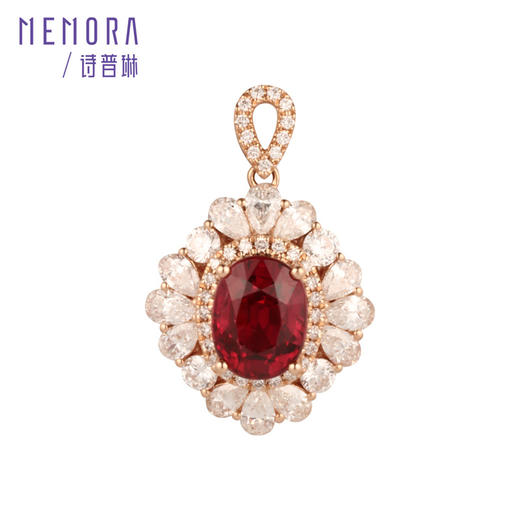 时光宠耀红宝石吊坠 18k金钻石围镶红宝挂坠MEMORA诗普琳RP219603 商品图2