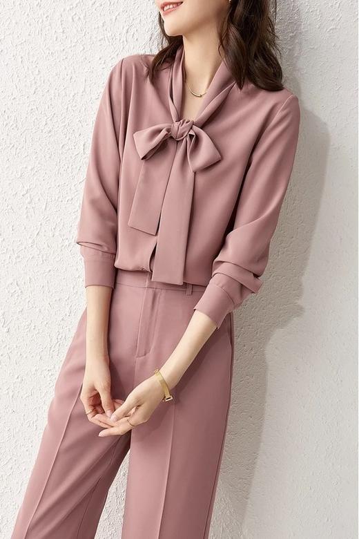 SENTUBILA尚都比拉 气质飘带领衬衫直筒裤套装 15753 商品图2