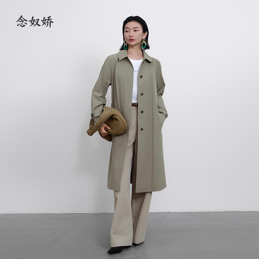 【商场同款】CNG5362 “悠然风衣”  苔藓绿色低调自然 显瘦中长风衣 商品图10