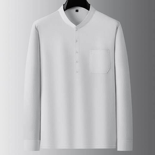 【牛津麻料】【DDA】大依优型大码长袖衫休闲立领棉质衬衣服男士加肥加大码简约胖子春款 商品图6