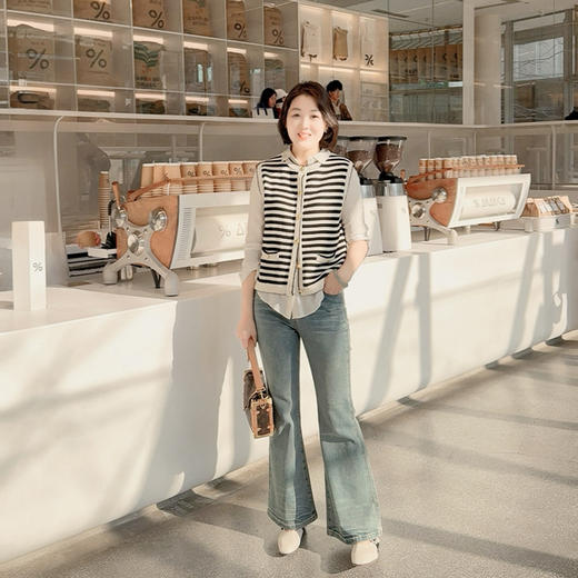 火桐hooton法式圆领小香风条纹马甲G065 商品图3