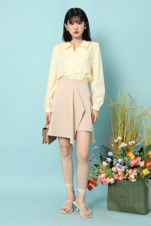 amadella 鹅黄色甜美蕾丝拼接衬衣 15764 商品图1