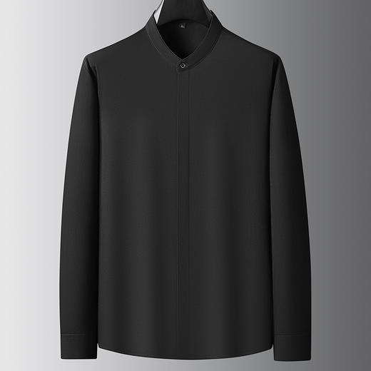 【牛津麻料】【DDA】大依优型大码长袖衬衫休闲立领棉质衬衣服男士加肥加大码简约胖子春款 商品图1