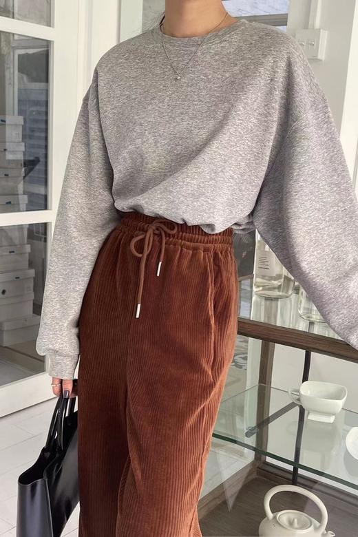 LNNNS 棕色休闲百搭竖条灯芯绒长裤 17753 商品图2