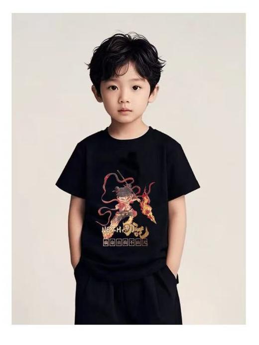 2件39.9元 哪吒系列【100%棉】男童女童 （我命由我不由天）哪吒印花T短袖-喜出 商品图1