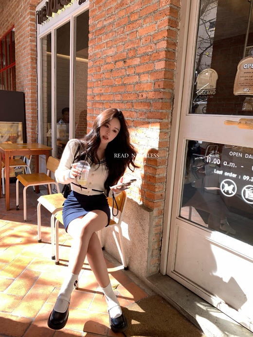 Read Nameless /海军风羊毛金扣上衣+藏青色韩版裙裤 2025/2/27 商品图6