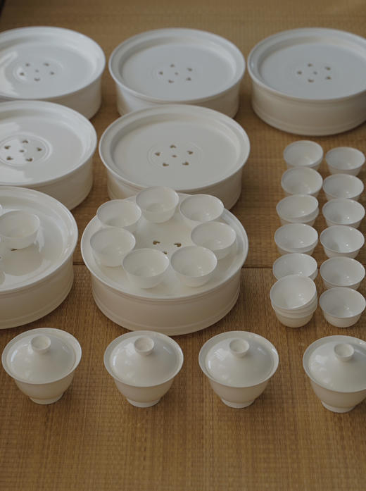 清如许｜骨瓷薄胎盖碗 100CC 骨瓷蛋壳杯 3只/组 工夫茶杯 薄透密度高 聚香 商品图4