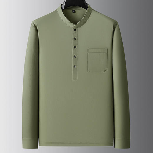 【牛津麻料】【DDA】大依优型大码长袖衫休闲立领棉质衬衣服男士加肥加大码简约胖子春款 商品图1