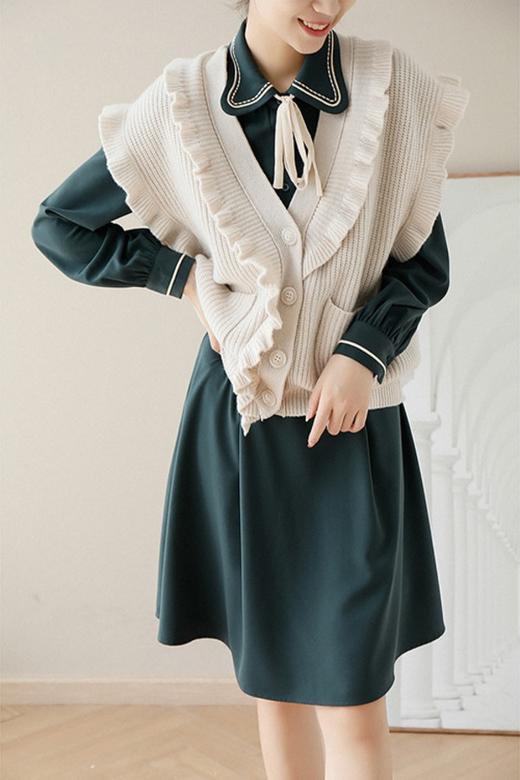 amadella 娃娃领蝴蝶结翻领收腰连衣裙 17646 商品图3