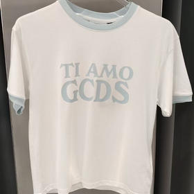 GCDS 女士字母徽标印花棉质圆领短袖T恤 浅蓝色 A1CM2314JA309